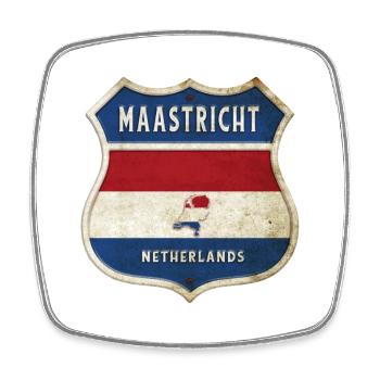 Design des armoiries de Maastricht (Pays-Bas) - Magnet carré - blanc - Devant