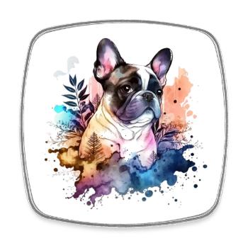 French Bulldog - Square fridge magnet - white - Front