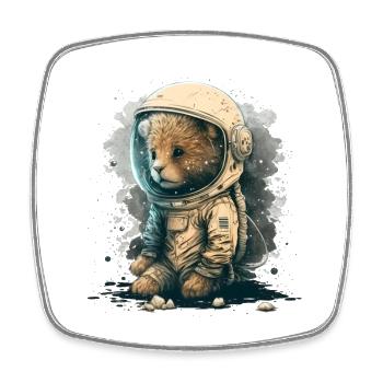Ein süßer Astronauten-Löwe - Viereckiger Kühlschrankmagnet - Weiß - Vorne