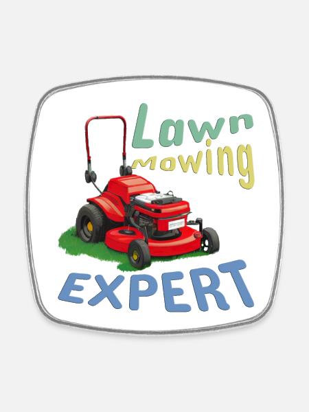 Expert en tonte de pelouse - Magnet carré - blanc