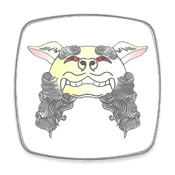 coole asiamotive, Wächterhund, komainu - Viereckiger Kühlschrankmagnet - Weiß - Vorne