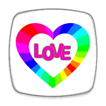 NeonLOVE Regenbogenherz - Viereckiger Kühlschrankmagnet - Weiß - Vorne
