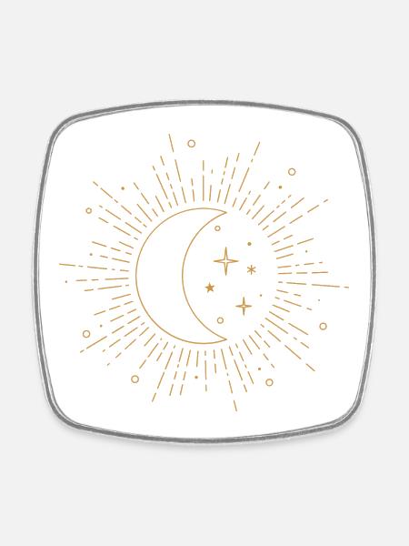 Moon Starry Sky - Square fridge magnet - white