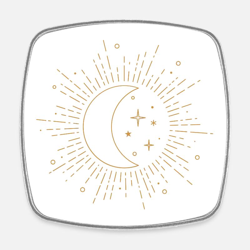 Moon Starry Sky - Square fridge magnet - white
