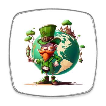 Weltglücks-Leprechaun - Viereckiger Kühlschrankmagnet - Weiß - Vorne