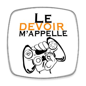 Devoir Voiture Orange en Silhouette - Magnet carré - blanc - Devant