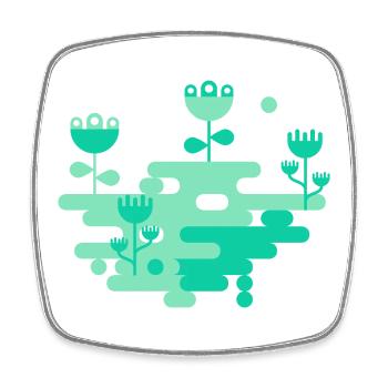 Le jardin de blob L Mint & Green - Magnet carré - blanc - Devant