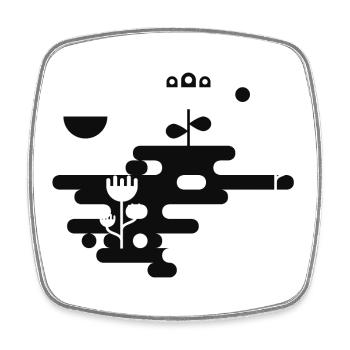Le Blob Garden L Noir & Blanc - Magnet carré - blanc - Devant