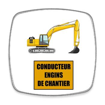 Construction equipment operator - Square fridge magnet - white - Front