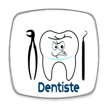 Dentiste - Magnet carré - blanc - Devant