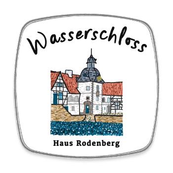 Dortmund, kultiges Wasserschloss Haus Rodenberg - Viereckiger Kühlschrankmagnet - Weiß - Vorne