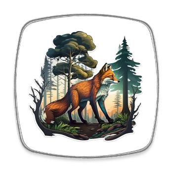 Renard dans la forêt - Magnet carré - blanc - Devant