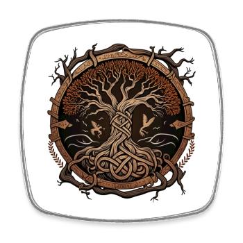 Yggdrasil - Viereckiger Kühlschrankmagnet - Weiß - Vorne
