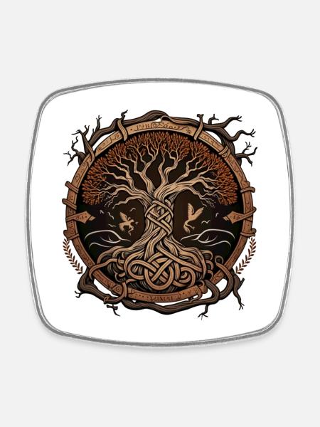 Yggdrasil - Square fridge magnet - white