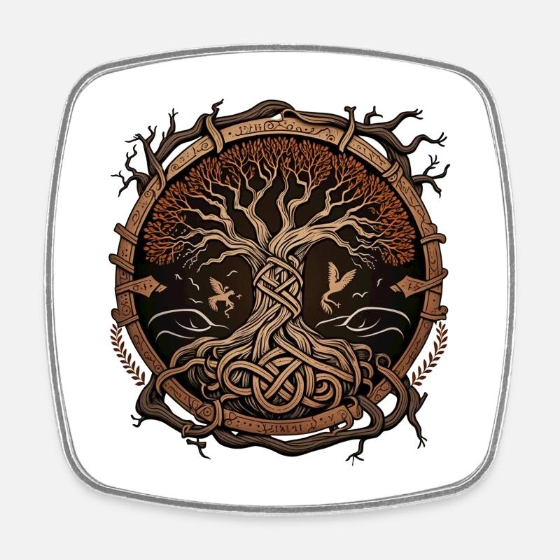 Yggdrasil - Square fridge magnet - white