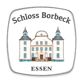 Essen, kultiges Schloss Borbeck, Ruhrgebiet - Viereckiger Kühlschrankmagnet - Weiß - Vorne
