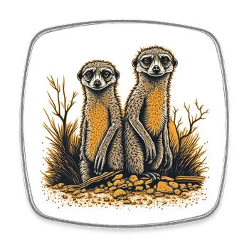 Deux suricates - Magnet carré - blanc - Devant