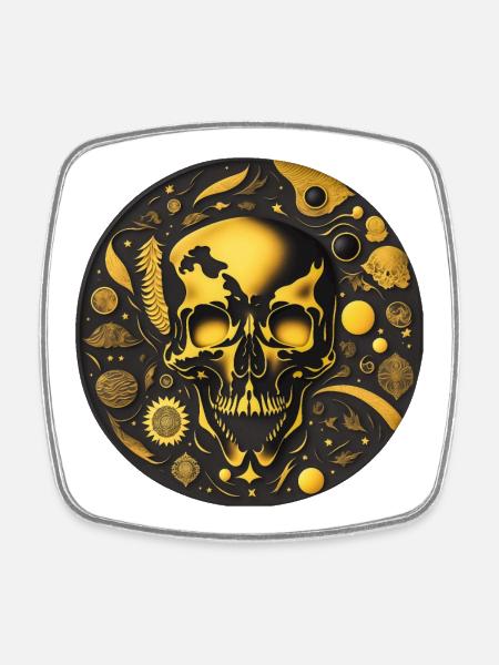 Ronde d’art du crâne - Magnet carré - blanc