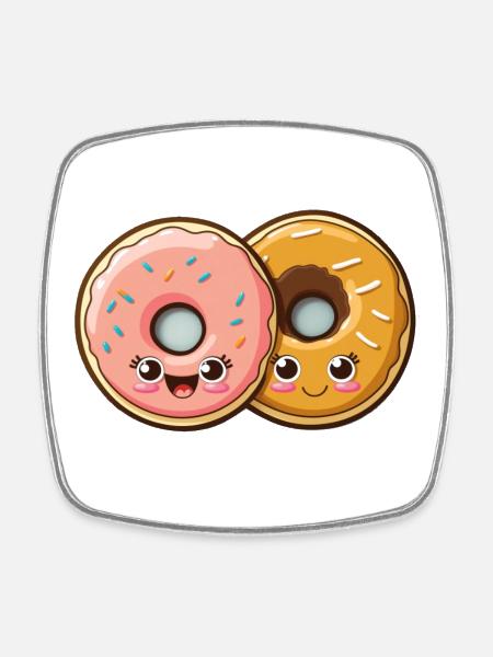 Loving Donuts - Square fridge magnet - white