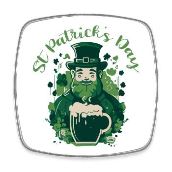 St. Patrick's Day Tee: Leprechaun & Bierspaß! - Viereckiger Kühlschrankmagnet - Weiß - Vorne