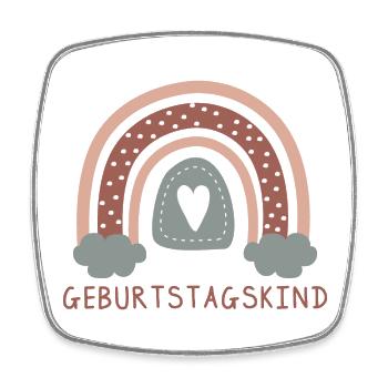 Geburtstagskind Regenbogen mit Herz | Boho Style - Viereckiger Kühlschrankmagnet - Weiß - Vorne
