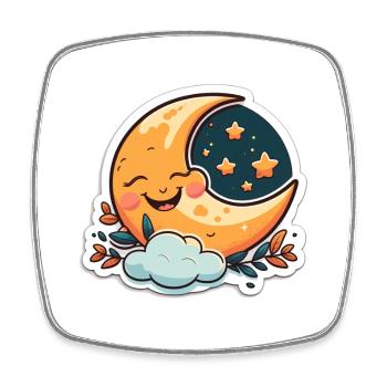 Happy Moon - Viereckiger Kühlschrankmagnet - Weiß - Vorne