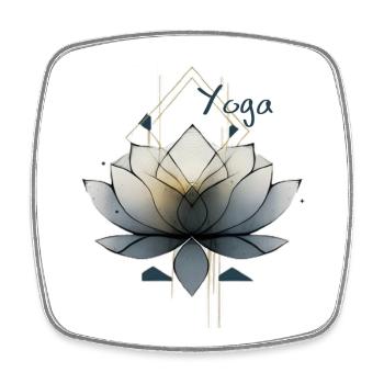 Lotus Yoga Geometrische Mandala - Viereckiger Kühlschrankmagnet - Weiß - Vorne