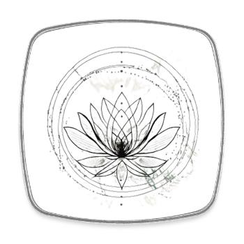 Lotus Mandala Black White - Square fridge magnet - white - Front