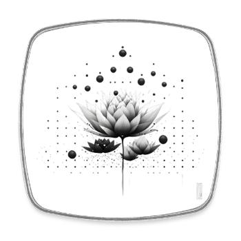 Black and White Lotus Nebula Design - Square fridge magnet - white - Front
