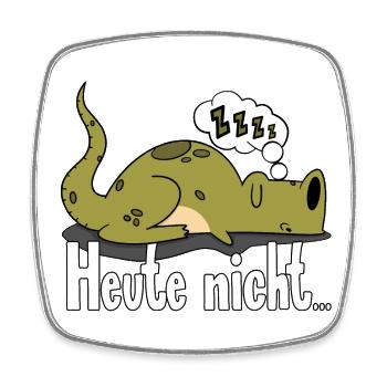 Heute Nicht - Lustiger faulenzender Dinosaurier - Viereckiger Kühlschrankmagnet - Weiß - Vorne