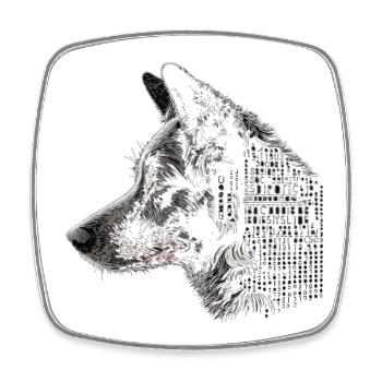 ASCII Dog - Viereckiger Kühlschrankmagnet - Weiß - Vorne