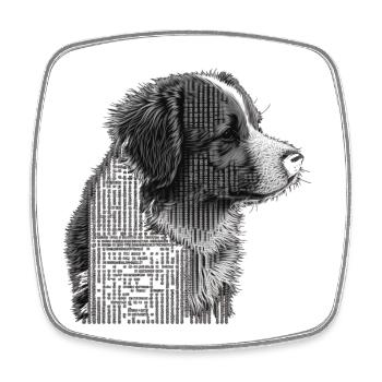 ASCII Dog - Viereckiger Kühlschrankmagnet - Weiß - Vorne