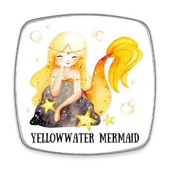 Yellow-Water Mermaid - Square fridge magnet - white - Front