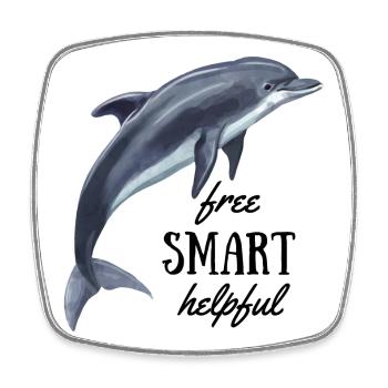 Delfin - free, smart, helpful - Square fridge magnet - white - Front