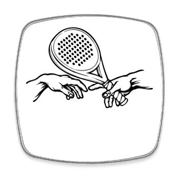 Player Tournament Padel Game Padel Training Racket - Square fridge magnet - white - Front