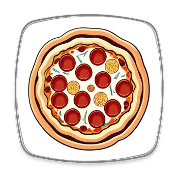 Pizza - Viereckiger Kühlschrankmagnet - Weiß - Vorne
