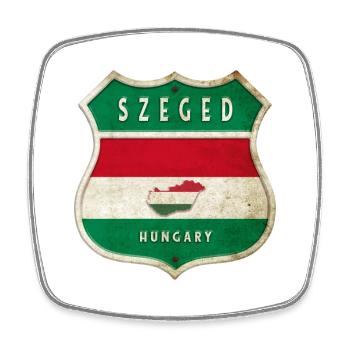 Szeged Ungarn Wappen Flaggen Design - Viereckiger Kühlschrankmagnet - Weiß - Vorne