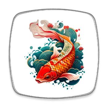 Carpe Koï - Japon - Magnet carré - blanc - Devant