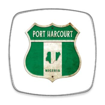 Port Harcourt Nigeria coat of arms flag design - Square fridge magnet - white - Front