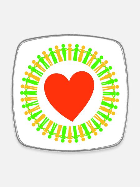 WorldPeace yellow, green and red - Square fridge magnet - white