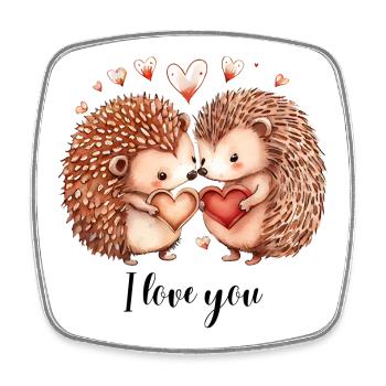 Liebende Igel - Viereckiger Kühlschrankmagnet - Weiß - Vorne