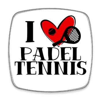 Déclaration du joueur de cœur de tennis I Love Padel - Magnet carré - blanc - Devant