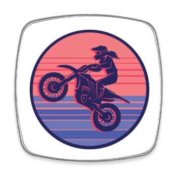 Motocross Biker Motocycliste Fille Moto - Magnet carré - blanc - Devant