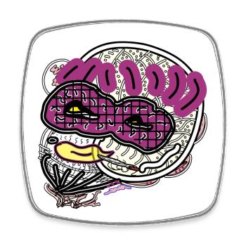 Comic man - Square fridge magnet - white - Front