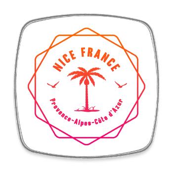 Palm Tree Beach France - Square fridge magnet - white - Front