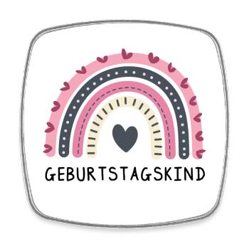 Geburtstagskind | Regenbogen mit Herz | Boho Style - Viereckiger Kühlschrankmagnet - Weiß - Vorne