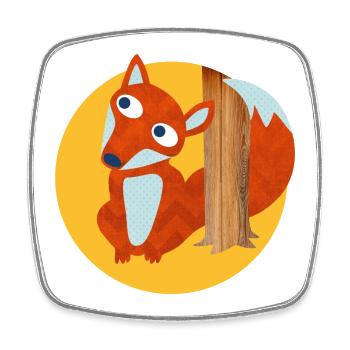 Fox Tree Trunk Forest Nursery Comic Animal Love - Square fridge magnet - white - Front