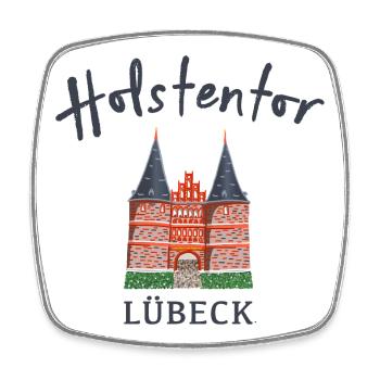 Lübeck Welterbestätte Holstentor, Norddeutschland - Viereckiger Kühlschrankmagnet - Weiß - Vorne
