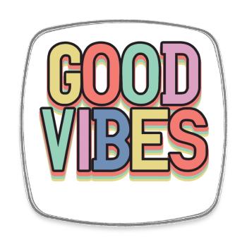 Gute Vibes Pastell Retro - Viereckiger Kühlschrankmagnet - Weiß - Vorne