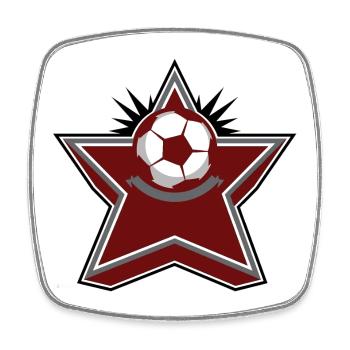 Logo du football de l’Étoile Rouge - Magnet carré - blanc - Devant